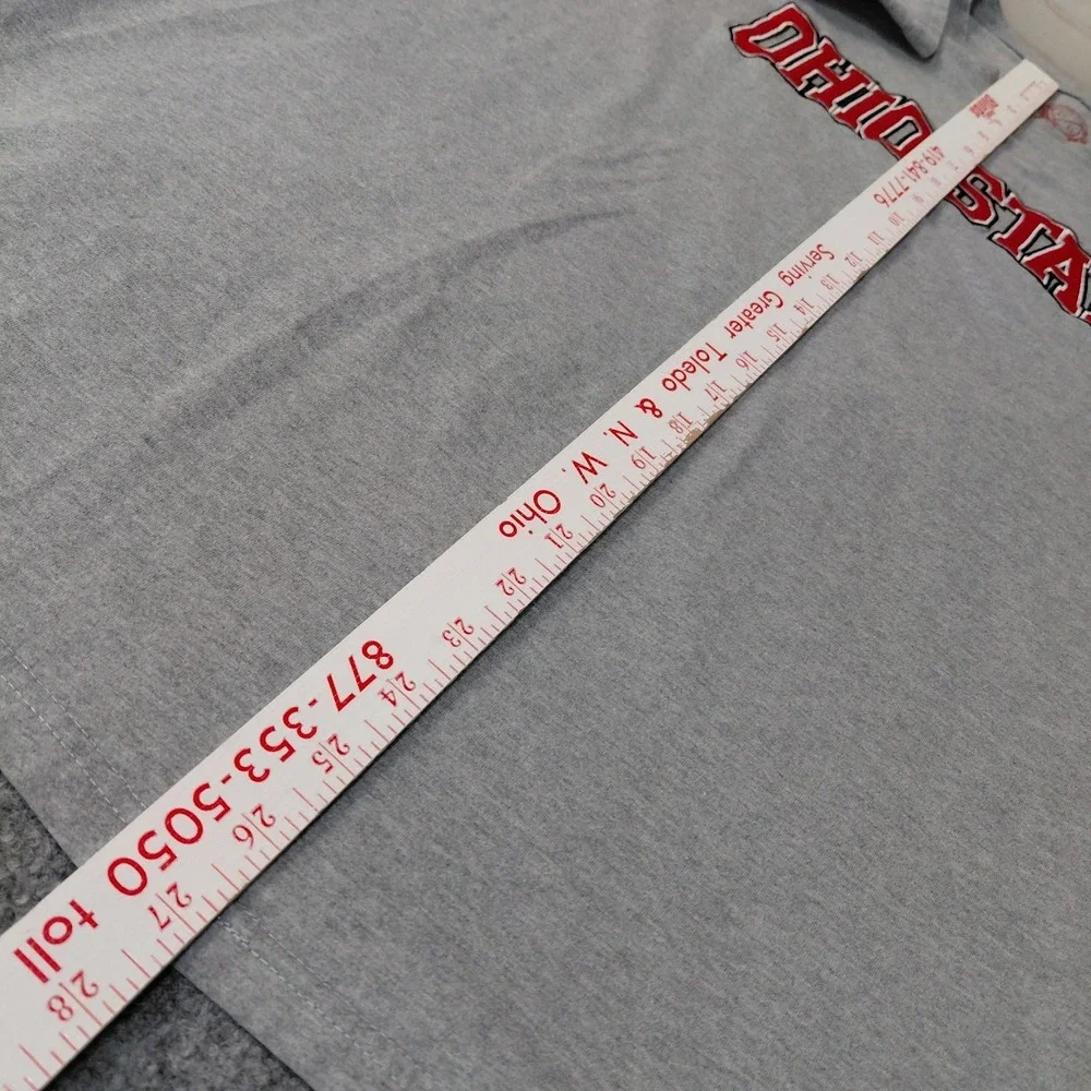 Ohio State Buckeyes Long Sleeve Shirt Mens LARGE Heathered Gray Sewn Patch Spell - Picture 4 of 7